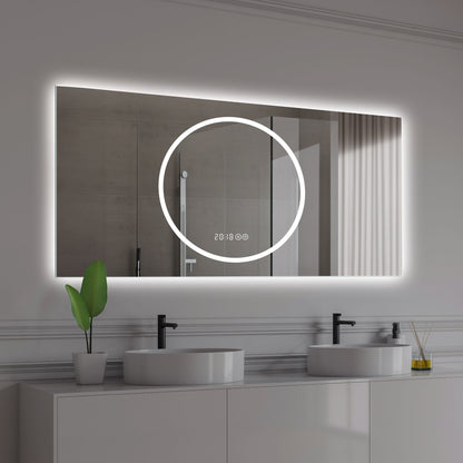 LED Vanity Mirror With Anti Fog & Dimmable Lights, Wall-Mounted - Antique Silver