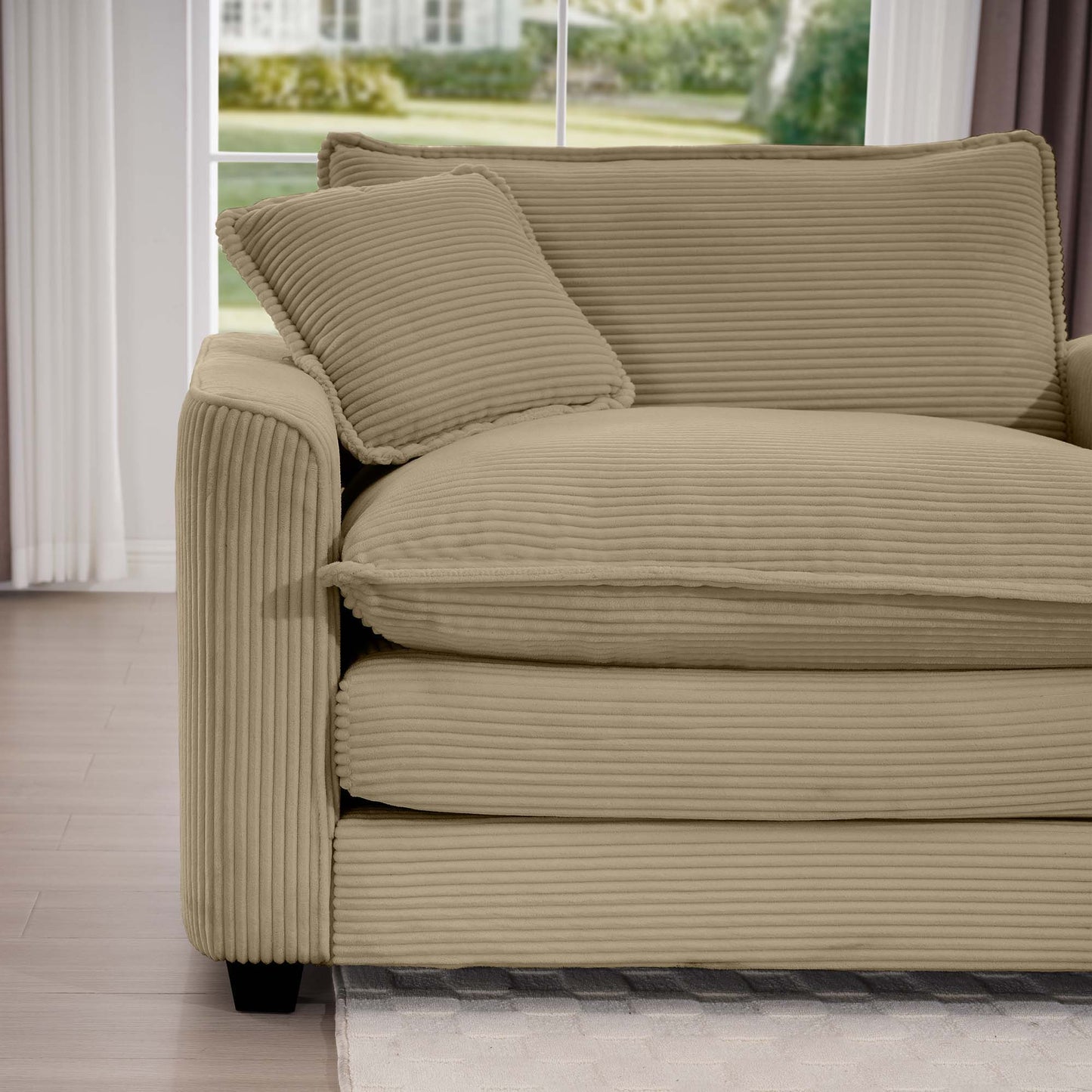 Classic Modern Comfortable Single Chair Deep Seat Sofa With Footstool