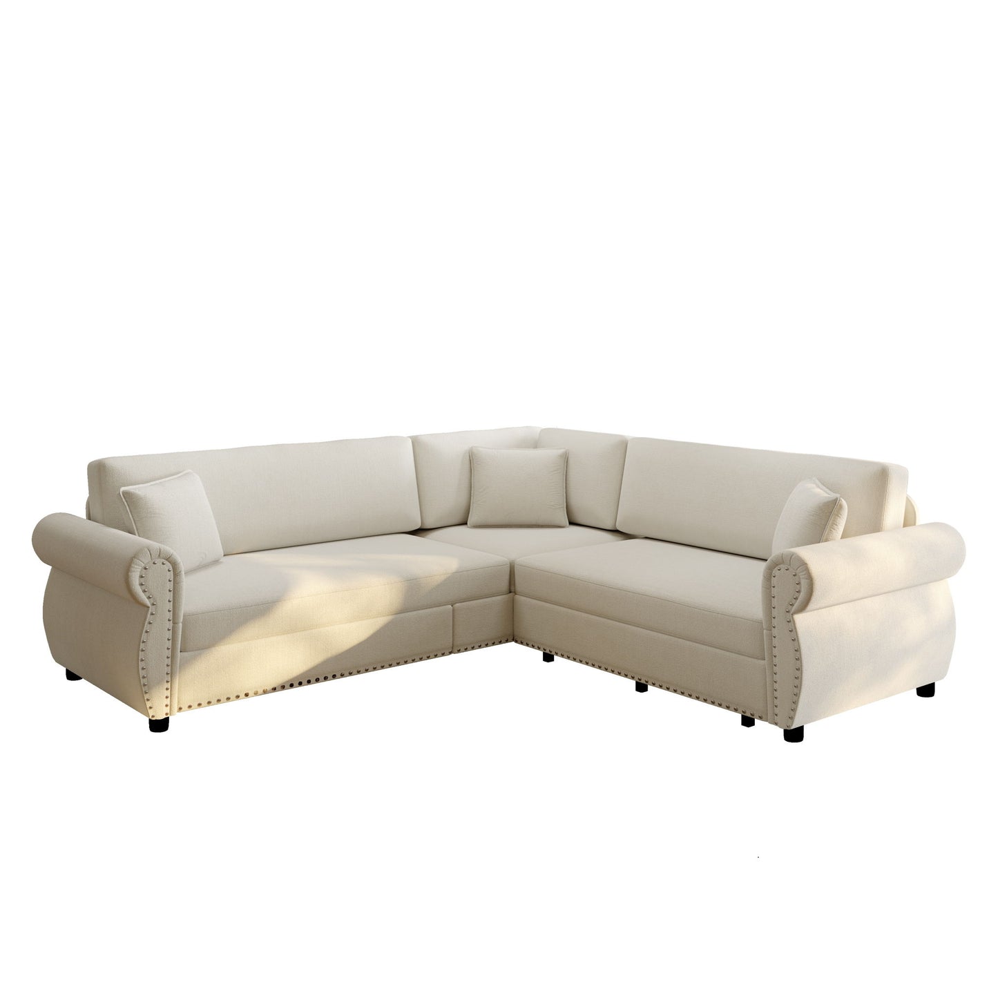 L-Shaped Sofa Couch With Pull-Out Bed