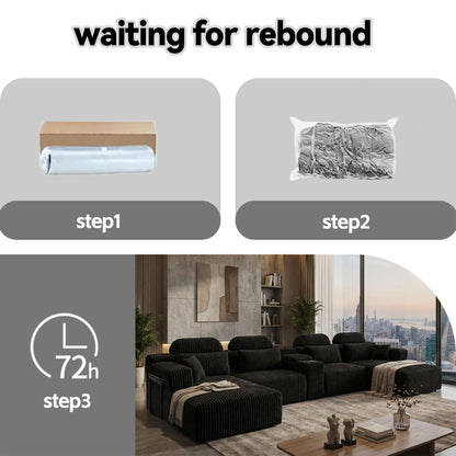 U-Shaped Sectional Sofa With Chaise Lounge And Cup Holders