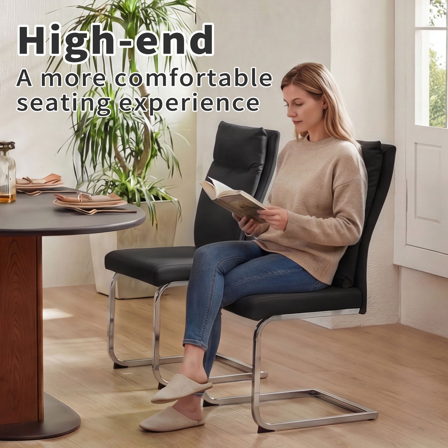 Modern Dining Chair SetWith Soft Cushion Backrest (2 Pieces)