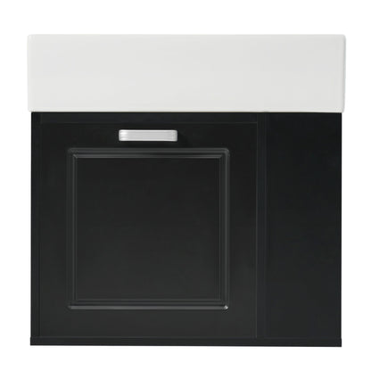 Modern Wall Mounted Bathroom Vanity With Sink, Soft Close Drawer, Adjustable Shelf, Toilet Paper Holder