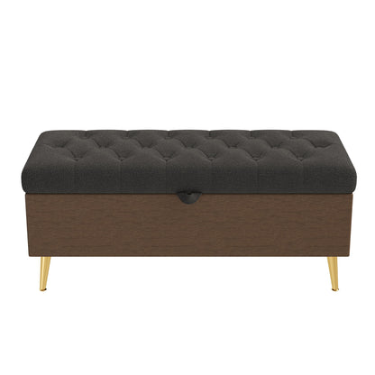 Modern Tufted Storage Ottoman Bench With Metal Legs