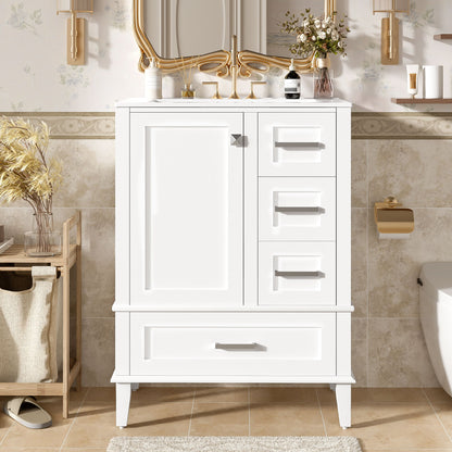Bathroom Vanity, Modern Bathroom Cabinet With Sink Combo Set, Bathroom Storage Cabinet With A Soft Closing Door And 3 Drawers, Solid Wood Frame