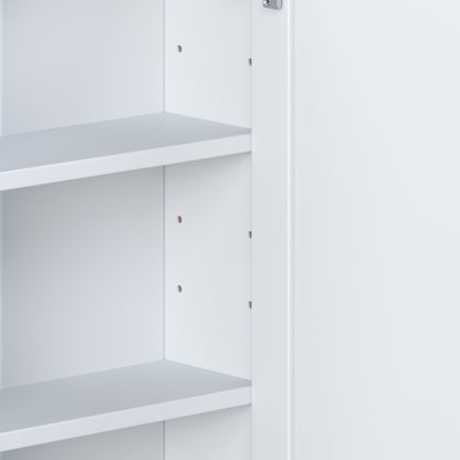 Bathroom Wall Storage Cabinet With Mirror And Adjustable Shelf, 6 Open Shelves