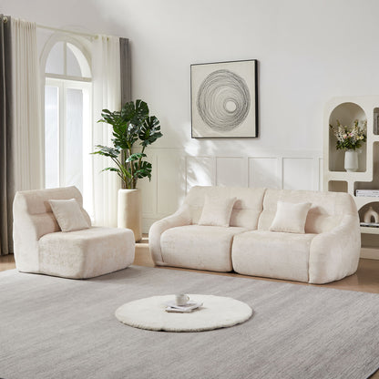 Luxury Curved Corner Sectional Sofa With 4 Pillows