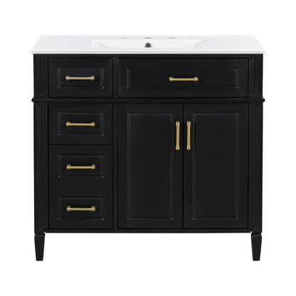 Bathroom Vanity With Sink, 4 Drawers, 2 Doors