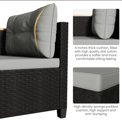 L-Shaped Patio Set With Cushions And Storage Table