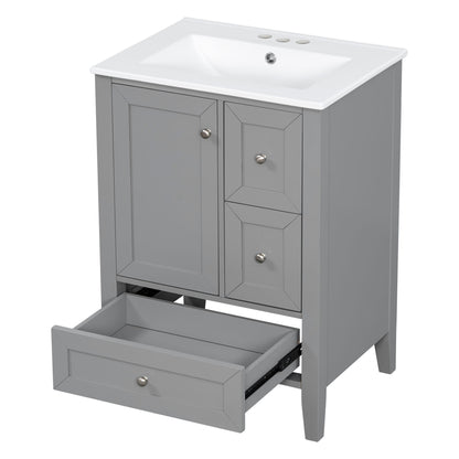 Modern Bathroom Vanity With Sink, Freestanding Cabinet With Drawers And Shelves