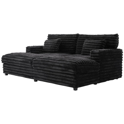 Oversized Double Chaise Lounge Sofa With USB Ports And Cup Holders