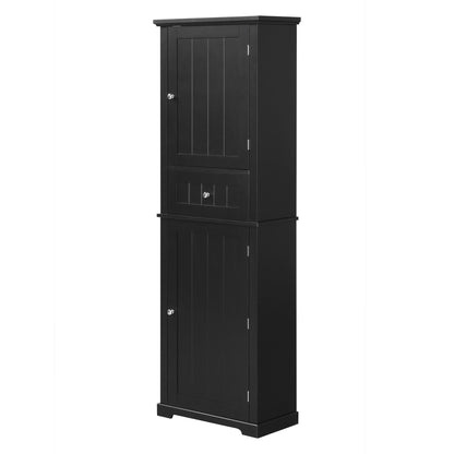Tall Freestanding Bathroom Storage Cabinet With Drawer And Adjustable Shelf