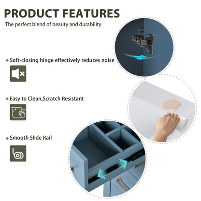 Ceramic Sink Combo, Freestanding Vanity Set With 3 Drawers & Soft Closing Doors