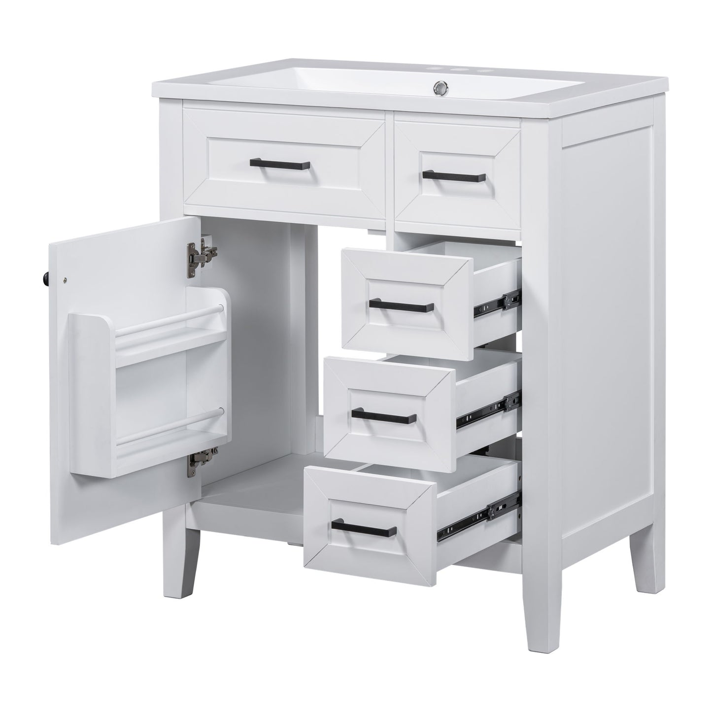 Modern Bathroom Vanity With Sink Combo, 3 Drawers, Undermount Drop-In Sink