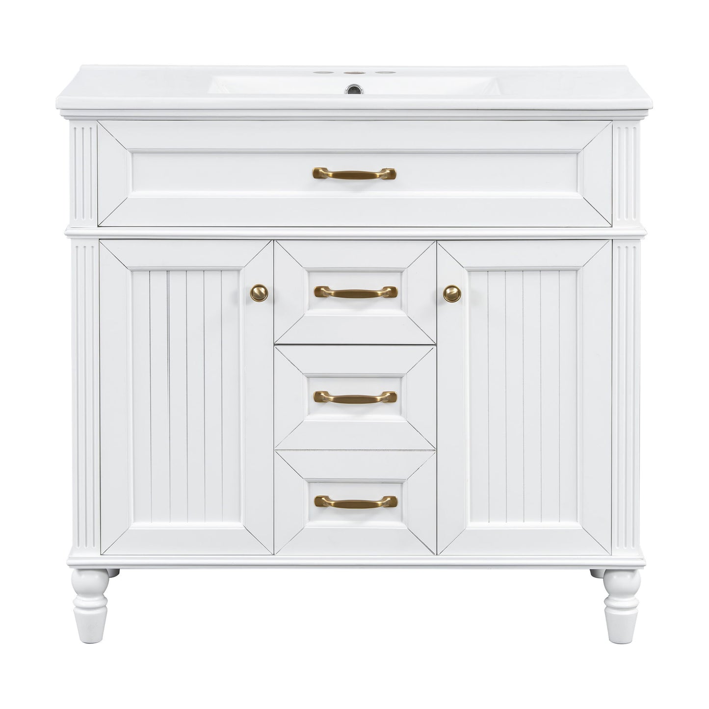 Modern Freestanding Bathroom Vanity With Sink, Cabinet, Soft-Close Drawers, Tip-Out Tray
