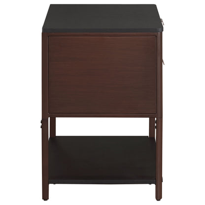 Tova - 2 Drawer Side Table With Shelf - Dark Brown