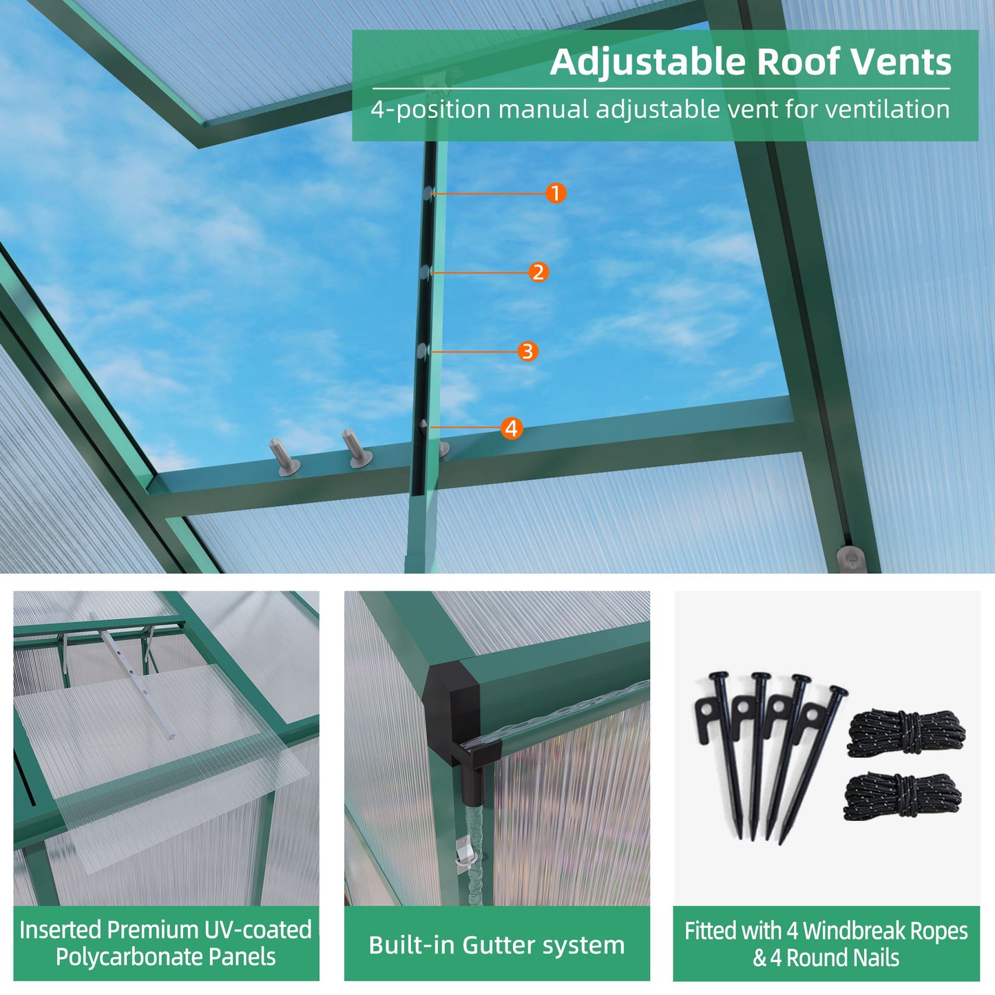 Polycarbonate Walk-In house, Raised Base For Outdoor In All Season