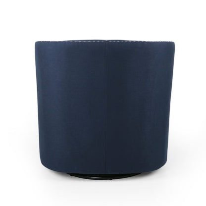 Modern Upholstered Swivel Club Chair With Nailhead Trim