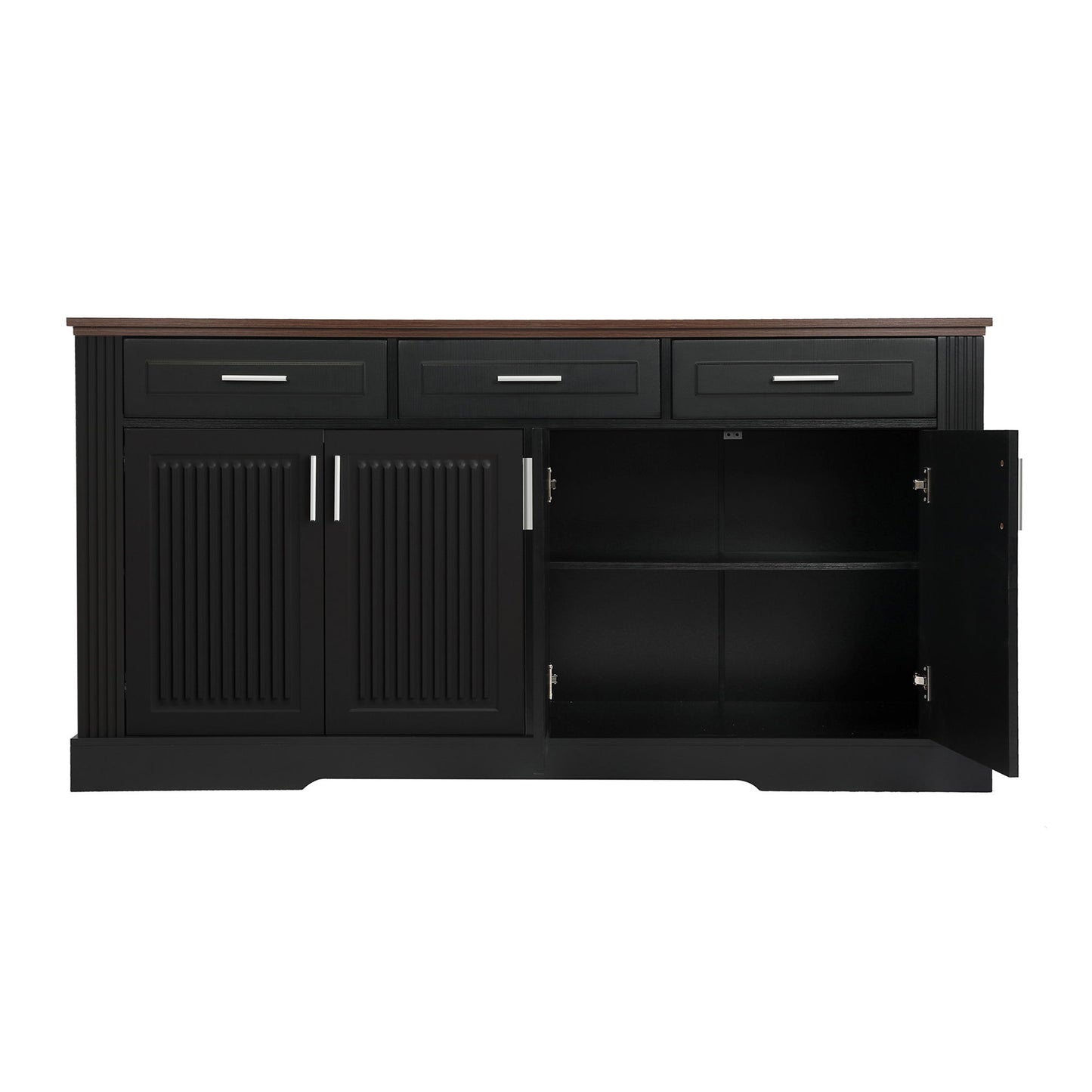 Fluted Sideboard Buffet Cabinet With 4 Doors And 3 Drawers