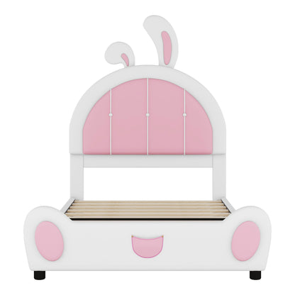 Upholstered Platform Bed With Rabbit Shaped Headboard