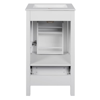 Bathroom Vanity With Ceramic Sink, Soft Close Drawers, Door Organizer, Divider Drawer, Adjustable Foot Pads