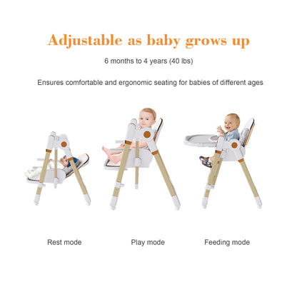 Convertible Baby High Chair To Rocker With 5 Point Harness