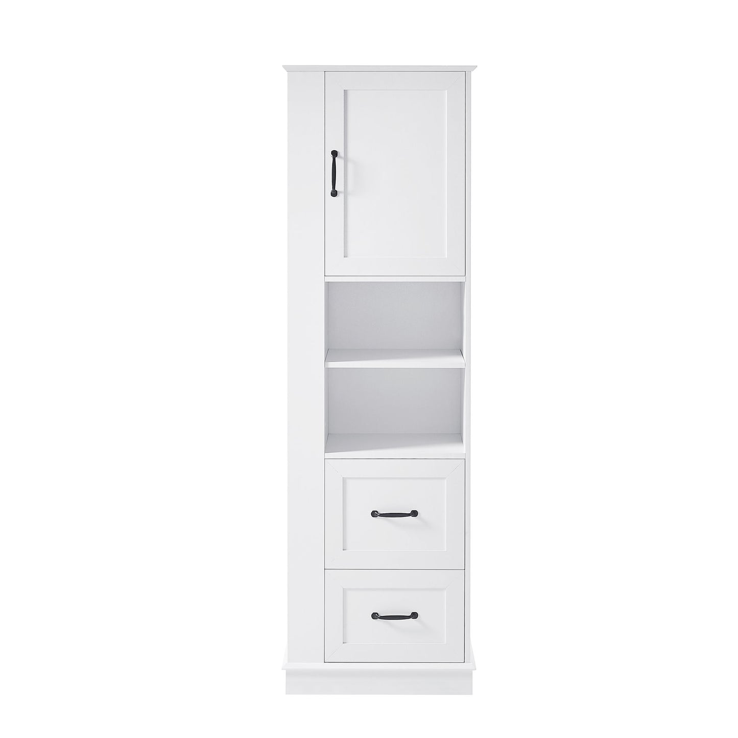 Freestanding Bathroom Storage Cabinet With Adjustable Shelves And Side Hooks Board, Rectangle Design