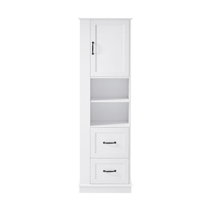 Freestanding Bathroom Storage Cabinet With Adjustable Shelves And Side Hooks Board, Rectangle Design