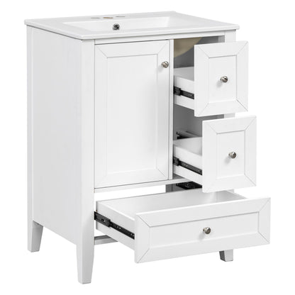 Modern Bathroom Vanity With Sink, Freestanding Cabinet With Drawers And Shelves