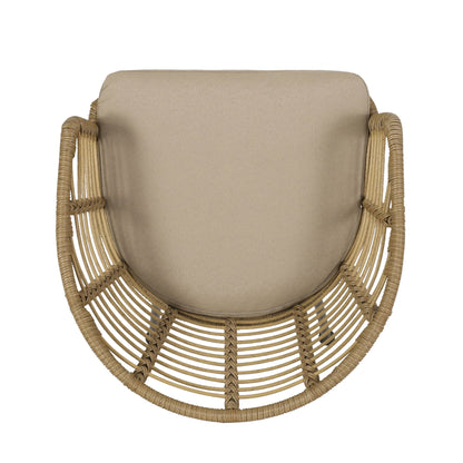 Randy - Modern Wicker Chair With Water Resistant Cushions - Brown / Beige
