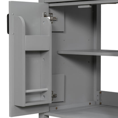 Bathroom Vanity With Ceramic Sink, Soft Close Doors, Flip Drawer, Double Layer Door Shelves
