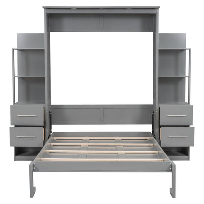 Murphy Wall Bed With LED Lights, Shelves And Drawers