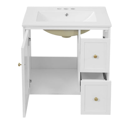 Wall-Mounted Bathroom Vanity Set With Sink, 2 Drawers And Soft-Close Door