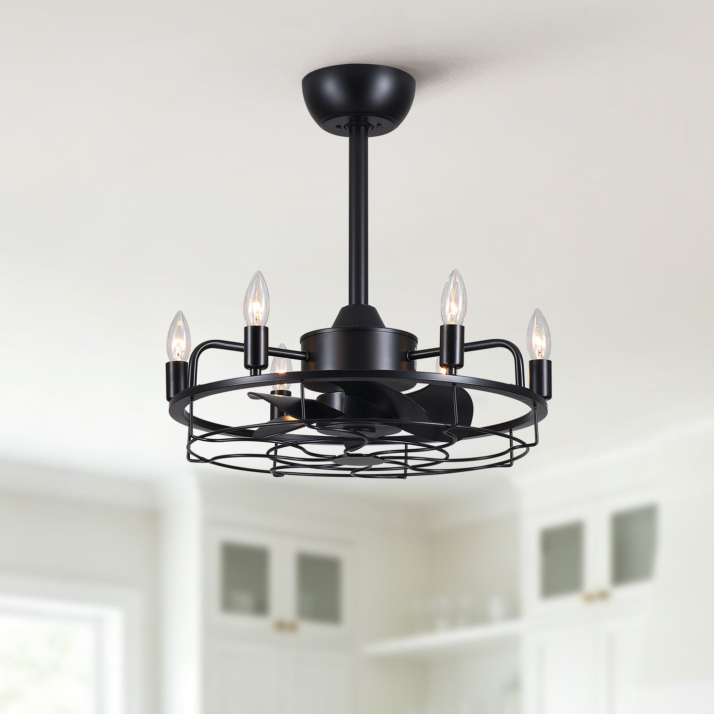 Modern Farmhouse Ceiling Fan, Adjustable Hanging