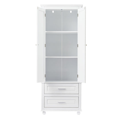 Tall Storage Cabinet With 2 Drawers For Bathroom
