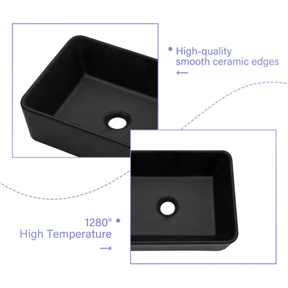 Sleek Ceramic Rectangular Vessel Bathroom Sink