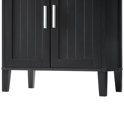 Freestanding Tall Bathroom Cabinet With Soft Close Doors And Adjustable Shelves