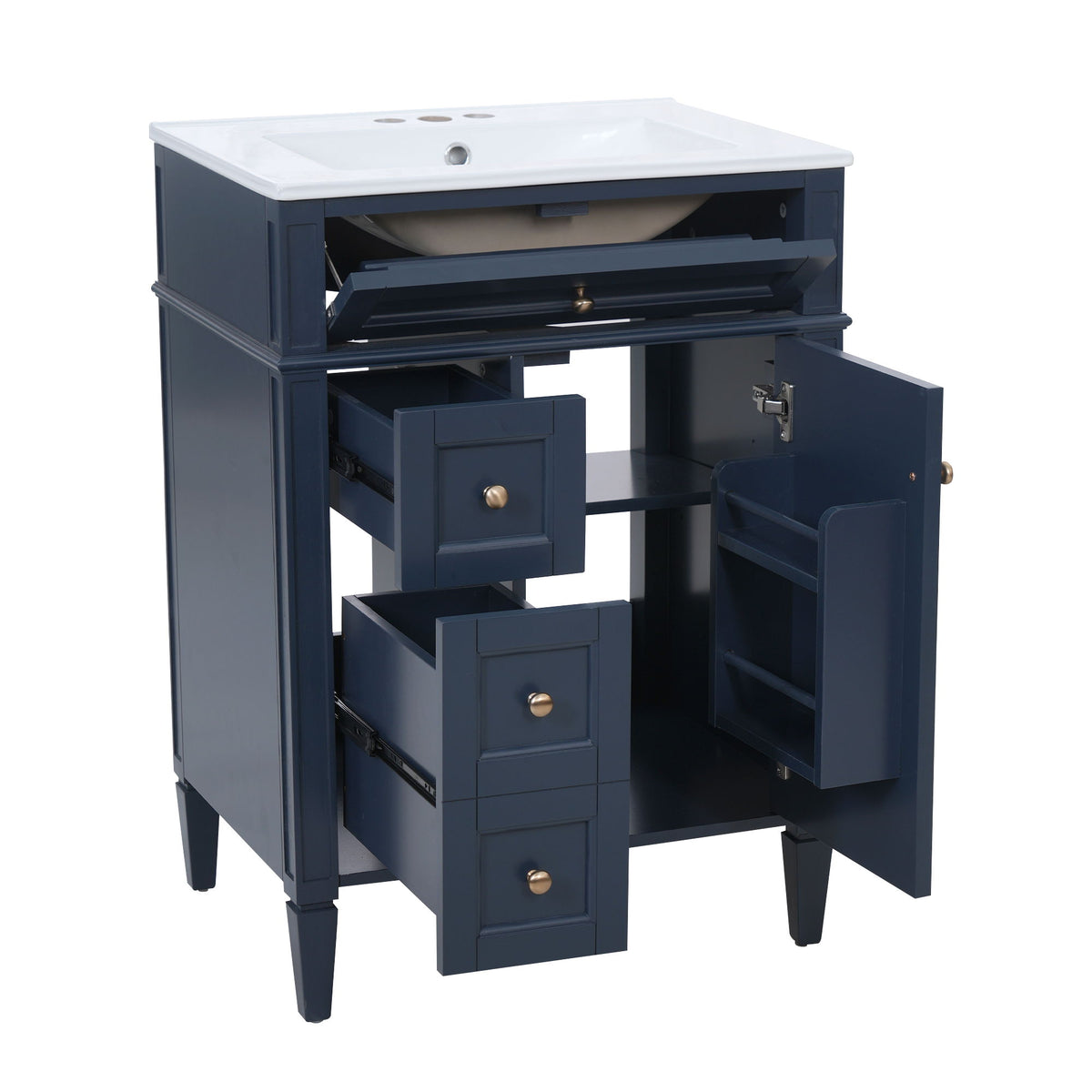 Bathroom Vanity With Top Sink, Storage Cabinet With 2 Drawers And Tip-Out Drawer
