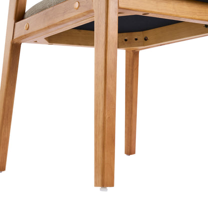 Indoor Upholstered Dining Chair (Set of 2) With Sturdy Frame And Ergonomic Curved Backrest - Oatmeal / Teak