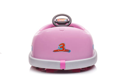 Bumper Car For Kids, 12V Dual Drive 1-6 Years Old Children's Electric Car With Pushrod Dinner Plate USB Bt Music Rocking Horse Mode Anti-Collision Bumper Ride On Car