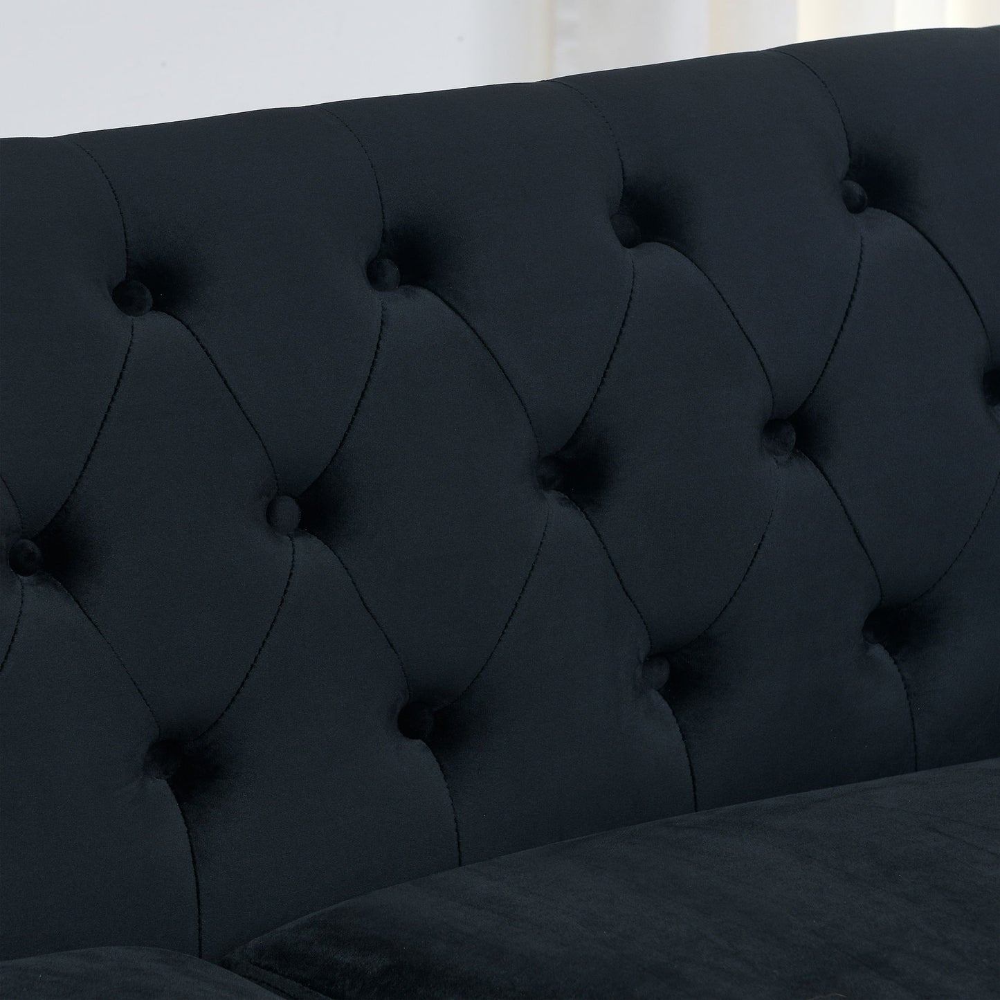 Modern Chesterfield Sofa With Tufted Backrest For Living Room