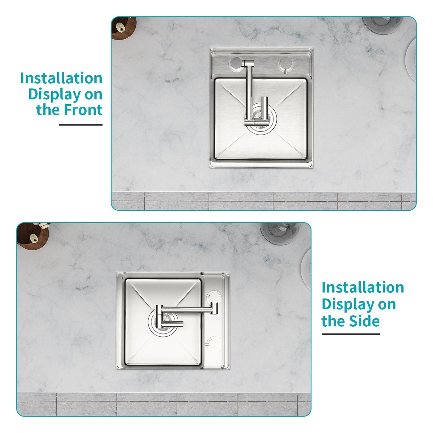 Modern Undermount Bar Sink With Folding Faucet