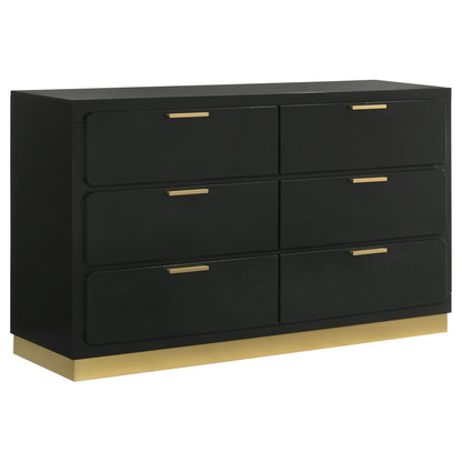 5 Piece California King Bedroom Set With Upholstered Headboard - Black