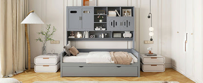 Daybed With All-In-One Cabinet And Shelf