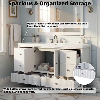 Bathroom Vanity With Separate Sink, Soft Close Doors And 4 Drawers