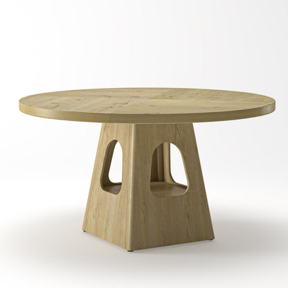 Farmhouse Round Dining Table With Storage Base