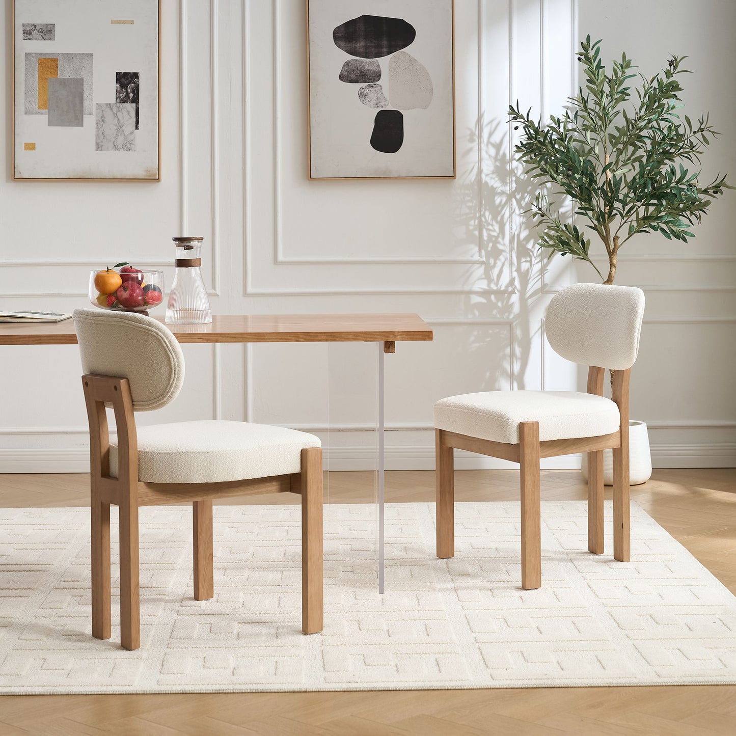 Dining Chairs With Ergonomic Backrest And Adjustable Feet (Set of 2)
