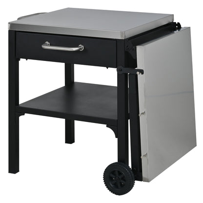 Foldable Outdoor Kitchen Cart With Storage For Patio