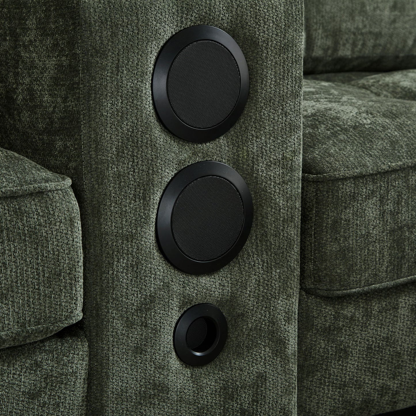 Modern Sectional Sofa U-Shaped With Movable Ottomans, tooth Speakers, LED Lights And Modular Storage
