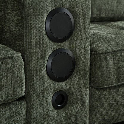 Modern Sectional Sofa U-Shaped With Movable Ottomans, tooth Speakers, LED Lights And Modular Storage