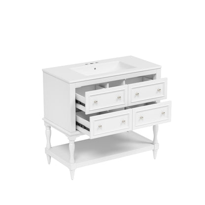 Bathroom Vanity Cabinet With Undermount Sink, 4 Drawer Set